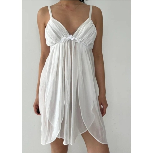 Oscar de la Renta Pink Label Powdered Babydoll Lingerie Dress - Small - Picture 9 of 10